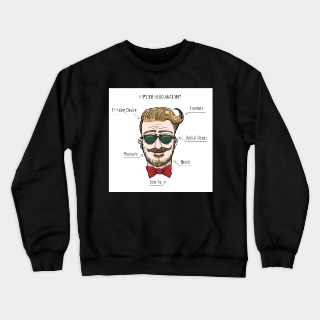 Humorous Hipster head structure. Free font used. Crewneck Sweatshirt by devaleta